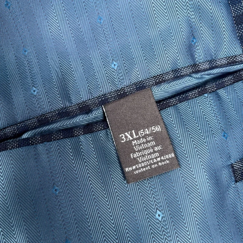 Oak Hill Blazer Mens Size 3XL 54/56 Blue Check Polyester Rayon Double Vented